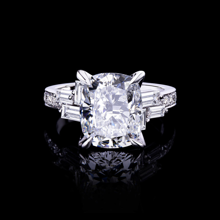 Cubism Upwsept 5.01ct Cushion diamond engagement ring in 18ct white gold by Stefano Canturi