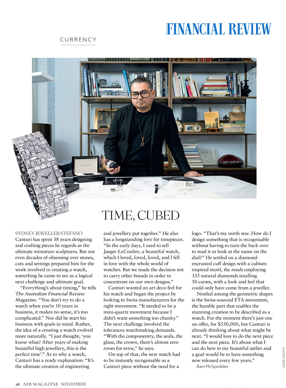 Canturi Cubism High jewel diamond watch features in Australian Financial Review magazine

