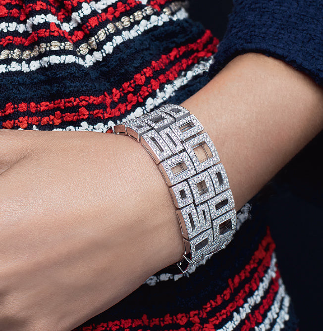 Geometric diamond bracelet in 18ct white gold by Stefano Canturi