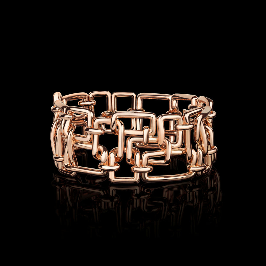 Affinity 3 row woven bracelet in pink gold by Stefano Canturi