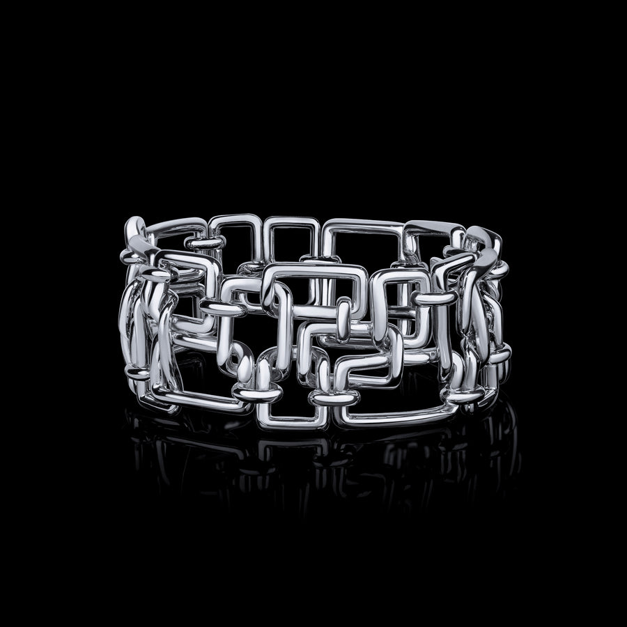 Affinity 3 row woven bracelet in white gold by Stefano Canturi