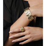 Cubism Pavé large diamond Domed ring in 18ct yellow gold by Stefano Canturi