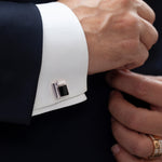 Cubism square cufflinks with onyx gemstones 18ct white gold by Stefano Canturi