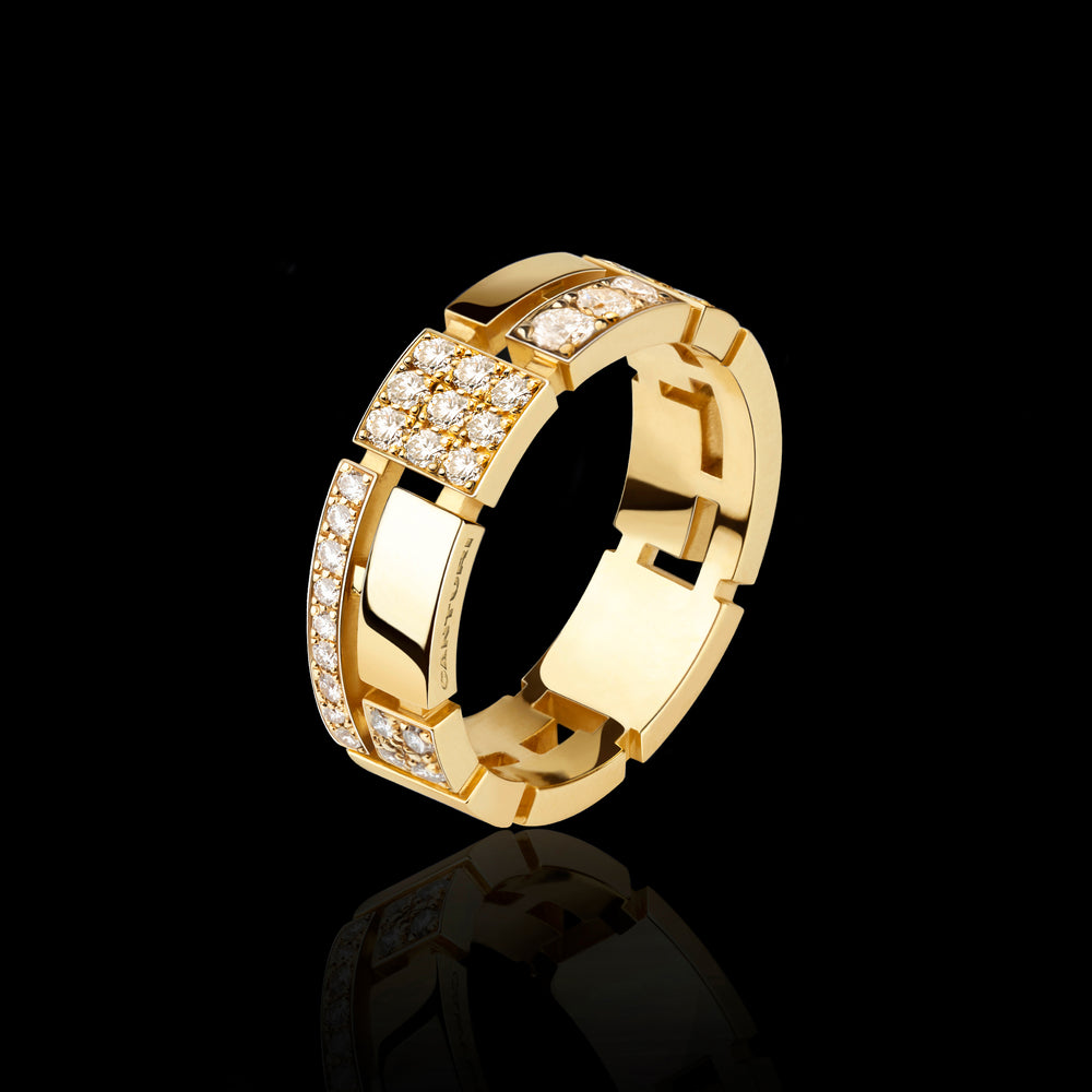 Cubism Pavé 7mm alternate diamond ring set in 18ct yellow gold by Stefano Canturi