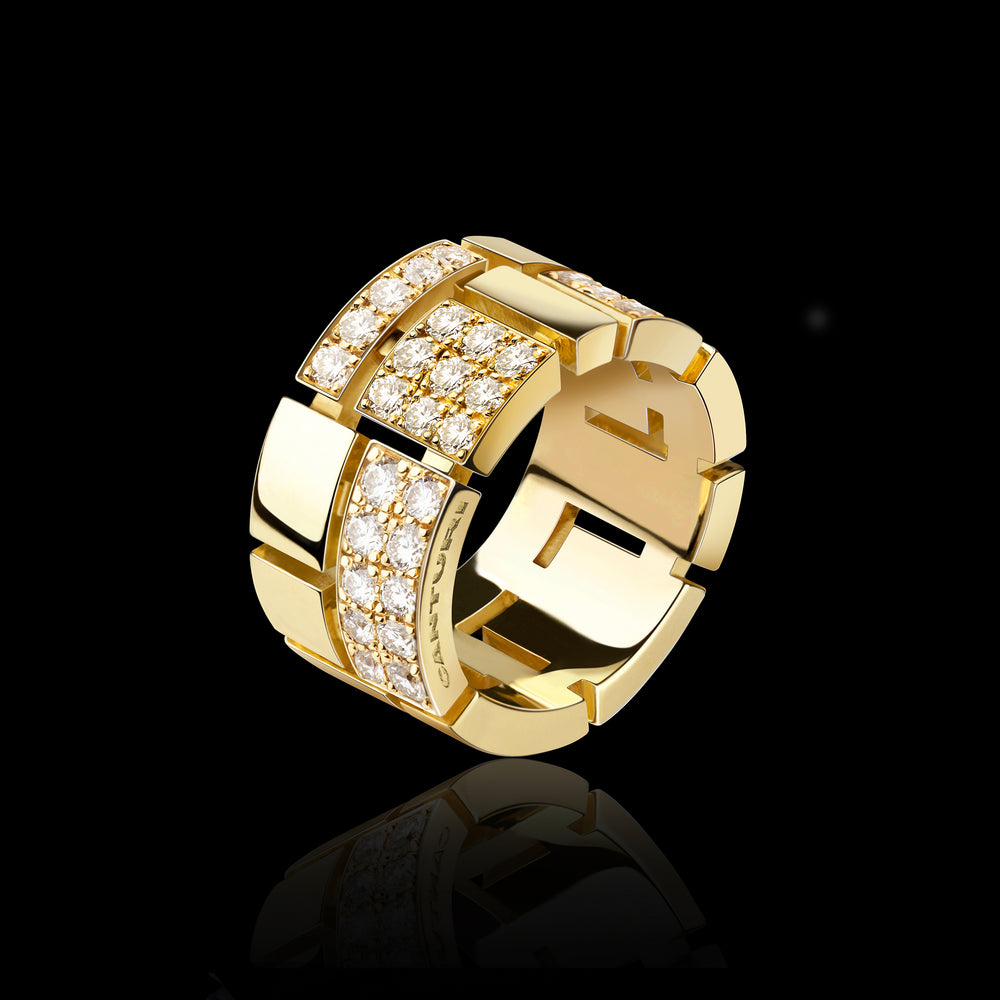 Cubism Pavé 11mm diamond ring in 18ct yellow gold by Stefano Canturi
