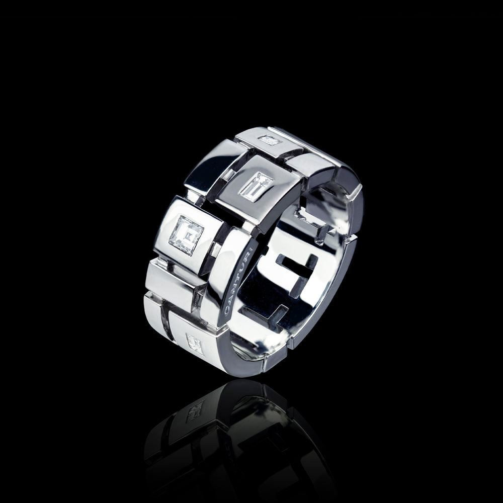 Cubism 9mm stud diamond ring by Stefano Canturi