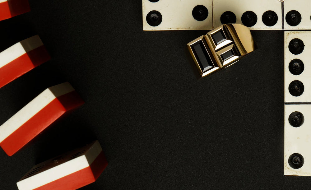 Cubism Signet Australian black spinel ring set in 18ct yellow gold by Stefano Canturi