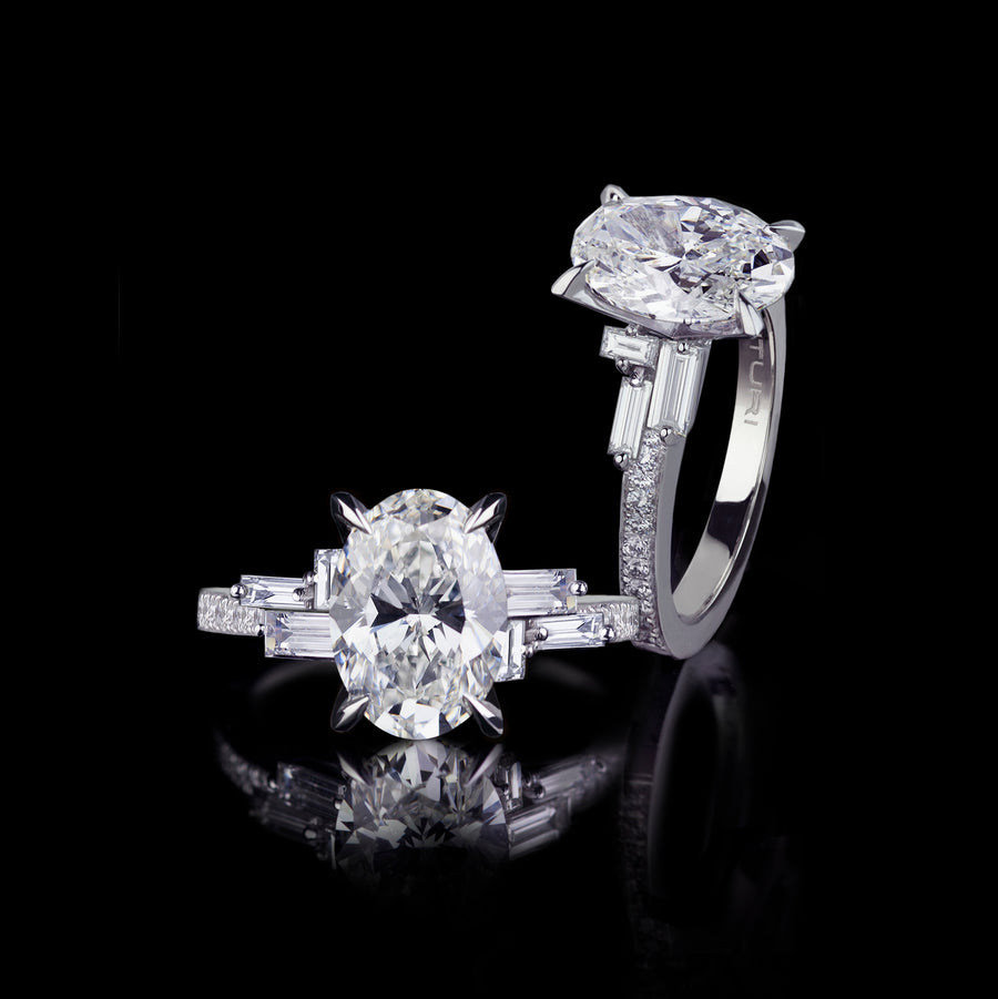 Cubism Upswept Oval diamond engagement ring by Stefano Canturi