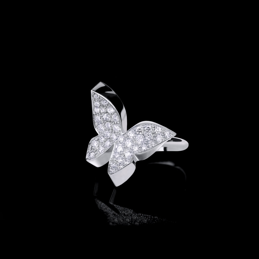 Odyssey diamond Butterfly ring in 18ct white gold by Stefano Canturi