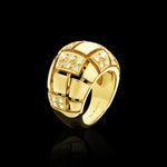 Cubism Pavé large diamond Domed ring in 18ct yellow gold by Stefano Canturi