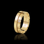 Eternal double ring with diamond in high polish 18ct yellow gold 