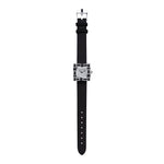 Canturi Cubism Watch with Australian black sapphire Bezel and Diamond Dial with Italian Leather Strap in white gold