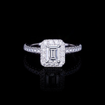 Renaissance 1.00ct Emerald Diamond Engagement Ring in a single halo setting in 18ct white gold by Stefano Canturi