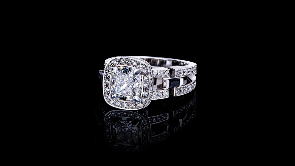 Metropolis 1.50ct Cushion diamond engagement ring in 18ct white gold by Stefano Canturi