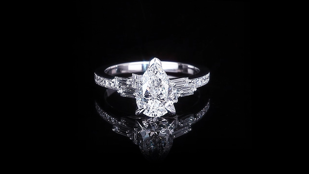 Cubism Upswept 1.51ct Pear shape diamond engagement ring in 18ct white gold by Stefano Canturi