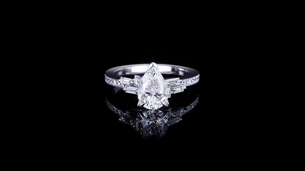 Cubism Upswept 1.51ct Pear shape diamond engagement ring in 18ct white gold by Stefano Canturi