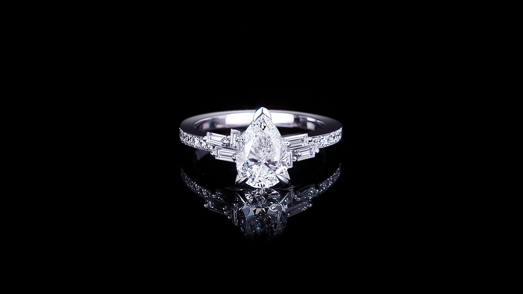 Cubism Upswept 1.51ct Pear shape diamond engagement ring in 18ct white gold by Stefano Canturi