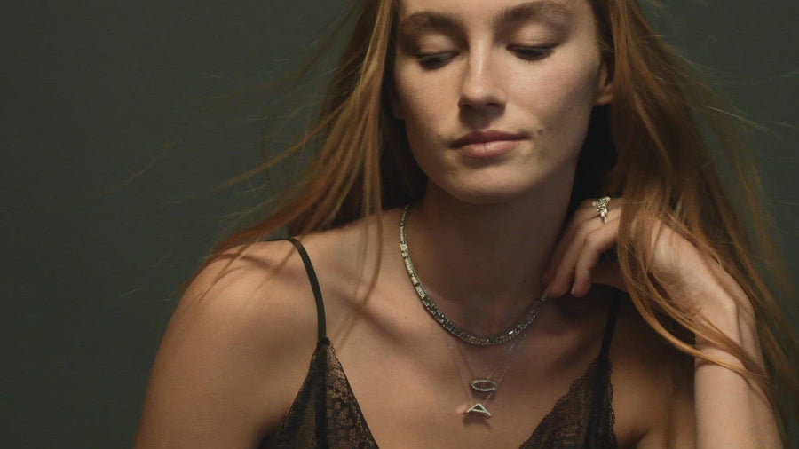 Cubism diamond neckpiece and Alphabet diamond C & A pendants in 18ct white gold by Stefano Canturi