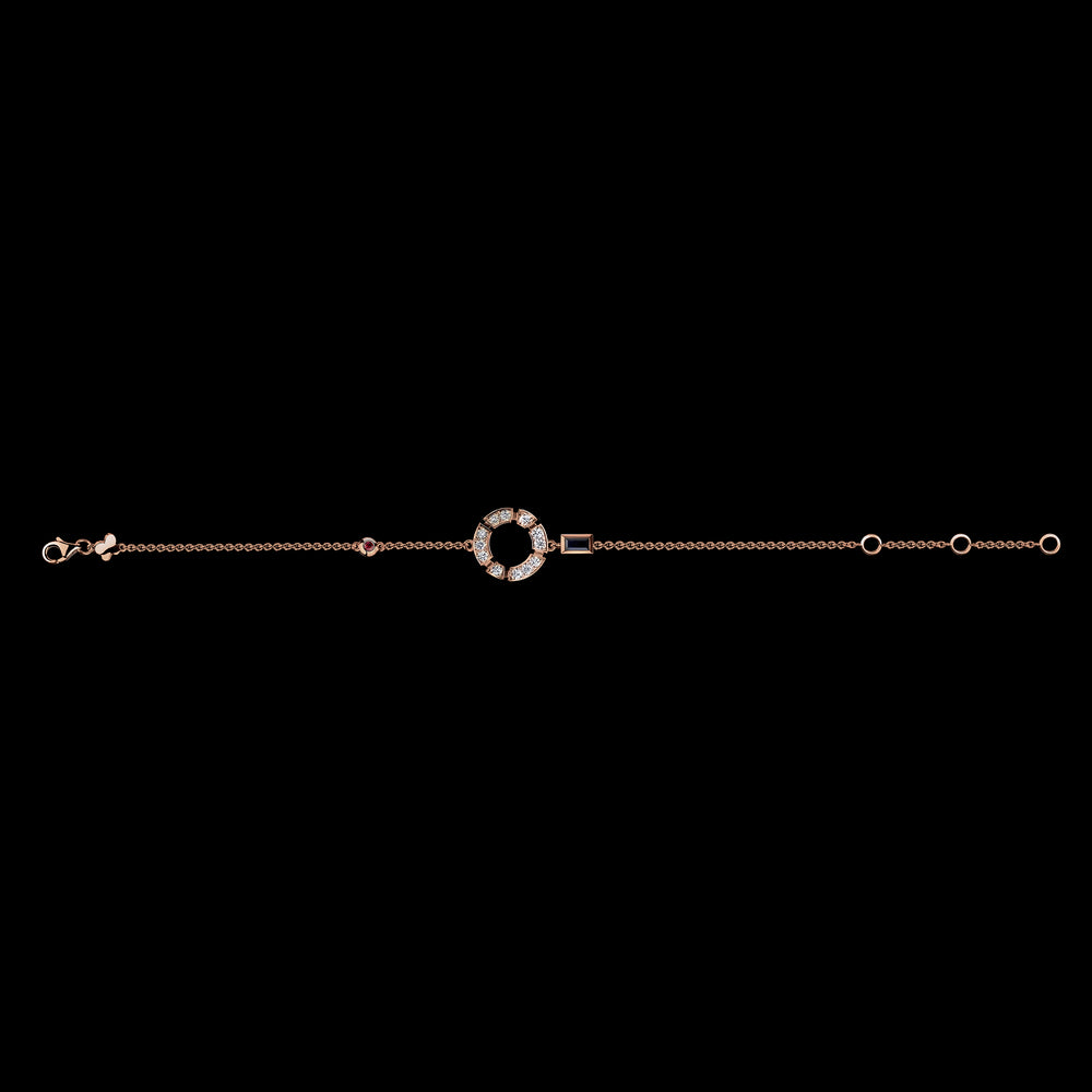 Regina Fine Diamond Bracelet featuring diamonds, Australian black sapphire and ruby in 18ct Pink Gold by Stefano Canturi