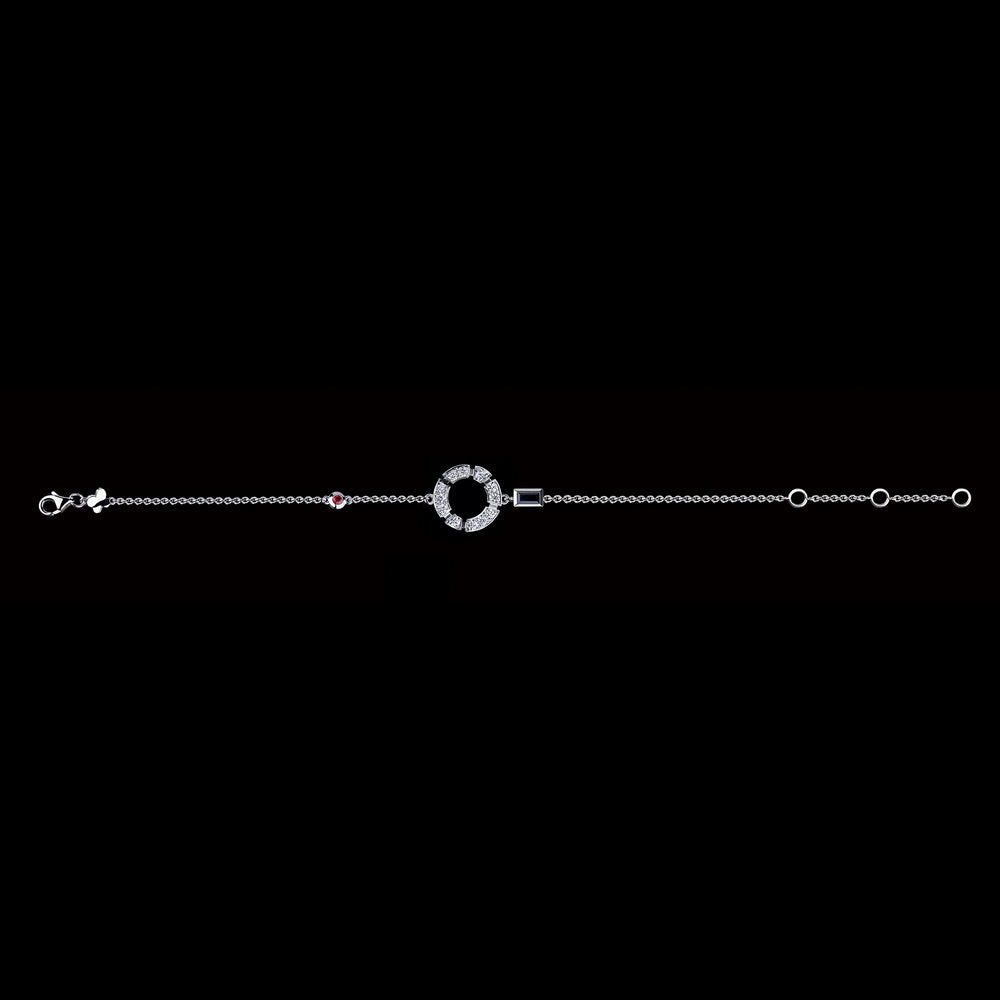 Regina Fine Diamond Bracelet featuring diamonds, Australian black sapphire and ruby in 18ct White Gold by Stefano Canturi