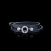 Regina 18ct white gold single link diamond and Australian black sapphire leather bracelet by Stefano Canturi