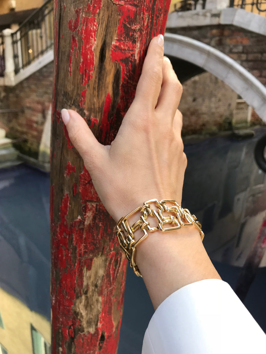 Affinity 3 row woven bracelet in yellow gold by Stefano Canturi