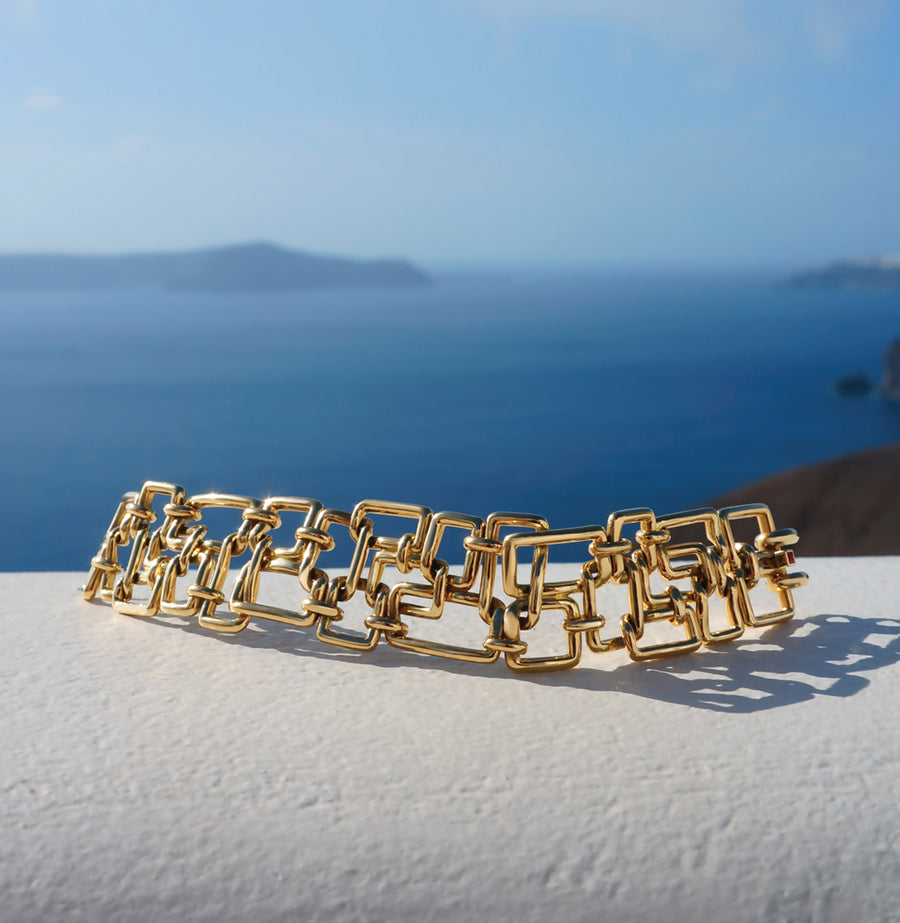 Affinity 3 row woven bracelet in yellow gold by Stefano Canturi