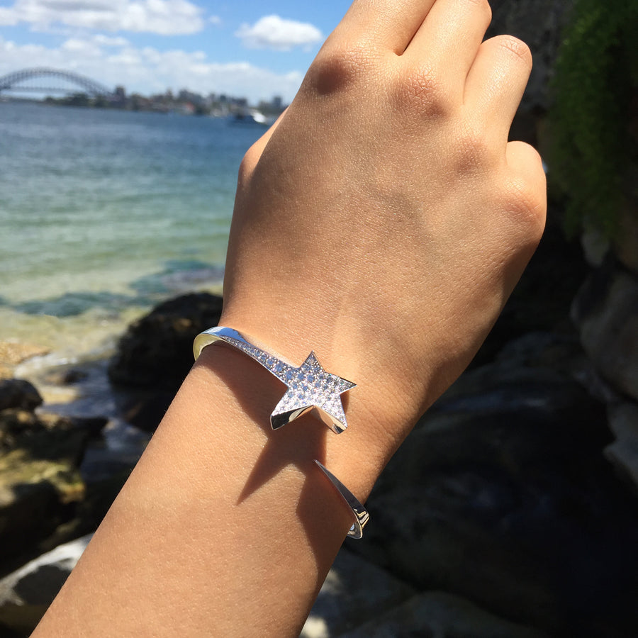 Odyssey diamond Star bangle set in 18ct white gold by Stefano Canturi