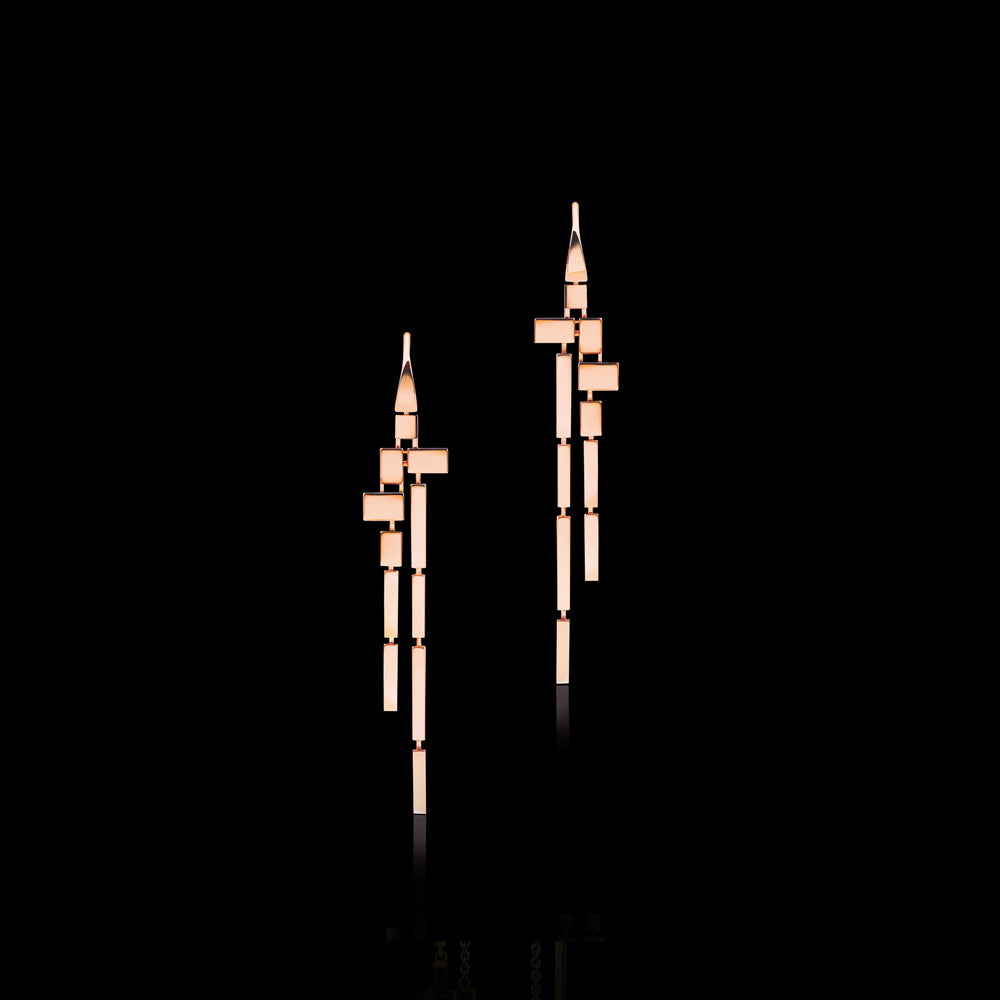 Cubism Plain 11 drop earrings in 18ct Pink Gold by Stefano Canturi