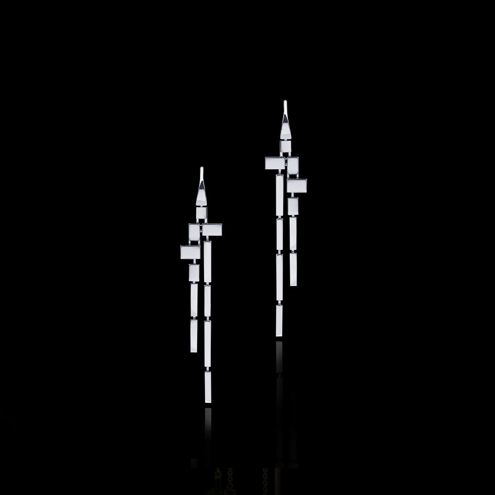 Cubism Plain 11 drop earrings in 18ct white gold by Stefano Canturi