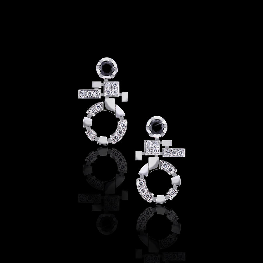 Regina Single Link diamond drop earrings in 18ct white gold by Stefano Canturi