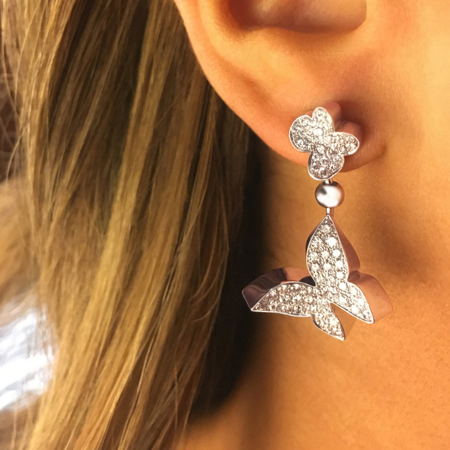 Odyssey 2 drop diamond earrings in 18ct white gold by Stefano Canturi