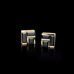Cubism Australian black sapphire stud earrings set in 18ct yellow gold by Stefano Canturi