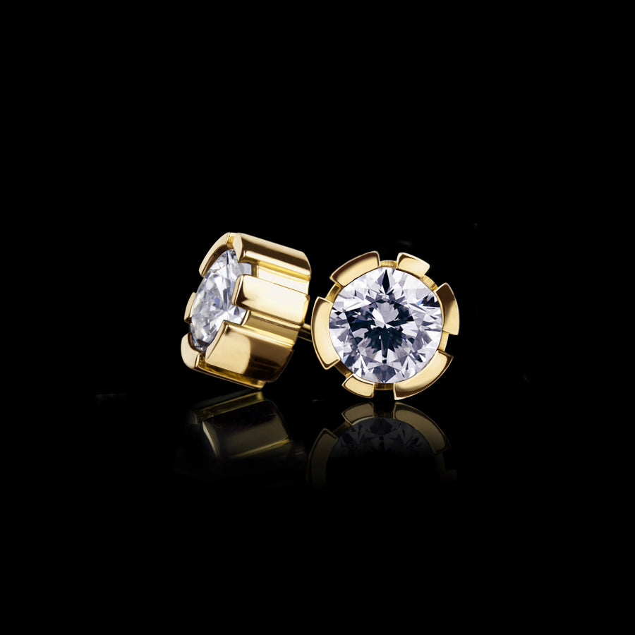 Regina diamond stud earrings in 18cr yellow gold by Stefano Canturi