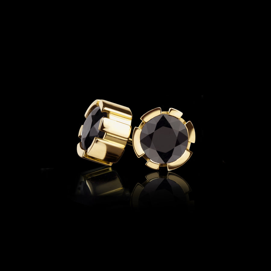 Regina stud earrings featuring Australian black sapphires in 18ct yellow gold by Stefano Canturi
