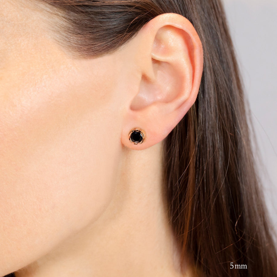 Regina 5mm stud earrings featuring Australian black sapphires in 18ct pink gold by Stefano Canturi