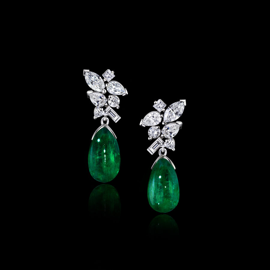 Primavera diamond and green emerald earrings by Stefano Canturi