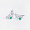 Abstract Shield diamond and green emerald earrings in 18ct white gold by Stefano Canturi