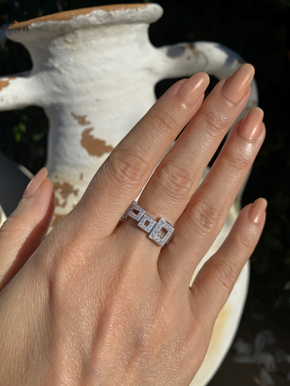 Geometric diamond ring set in 18ct white gold by Stefano Canturi