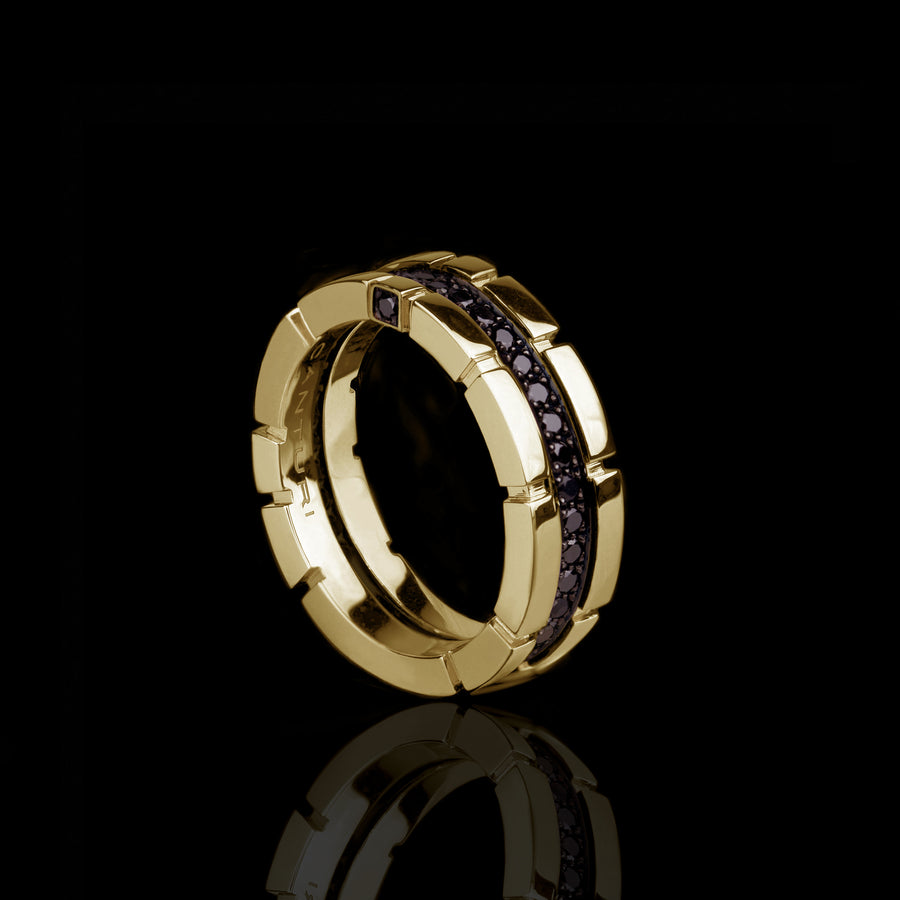 Regina single row black diamond ring in 18ct yellow gold by Stefano Canturi