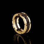 Regina 2 row black diamond ring in 18ct yellow gold by Stefano Canturi