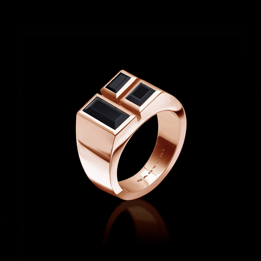 Cubism Signet Australian black sapphire ring set in 18ct pink gold by Stefano Canturi