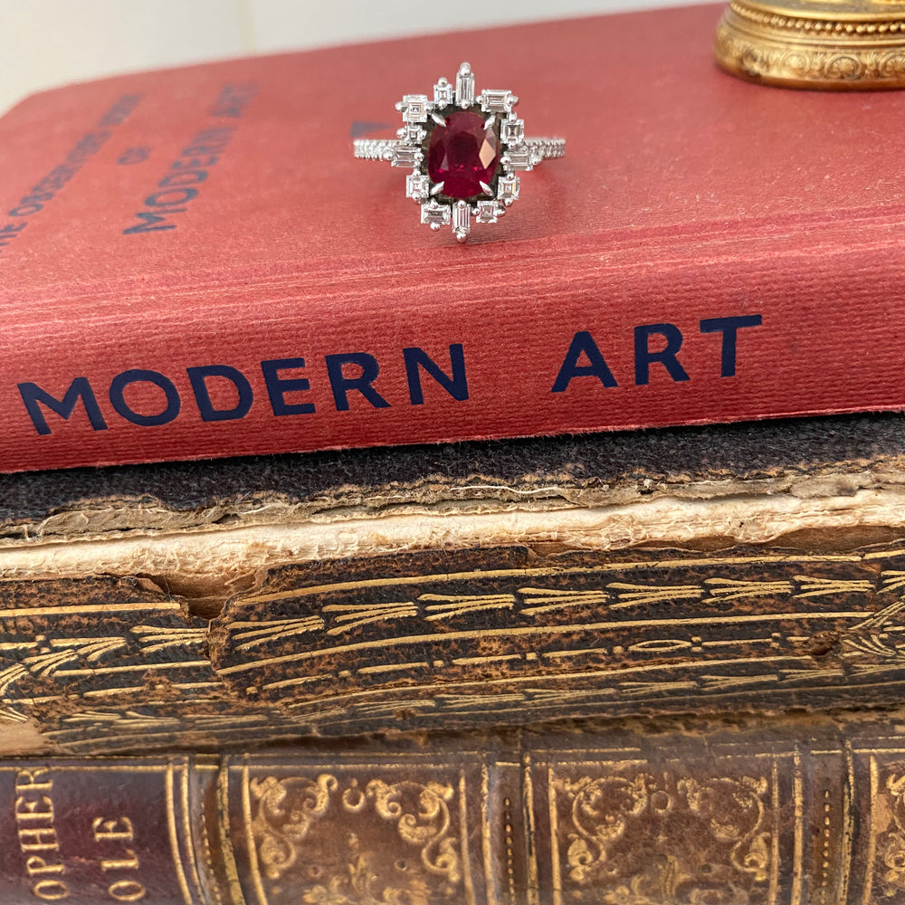 Stella diamond and ruby ring in 18ct white gold by Stefano Canturi