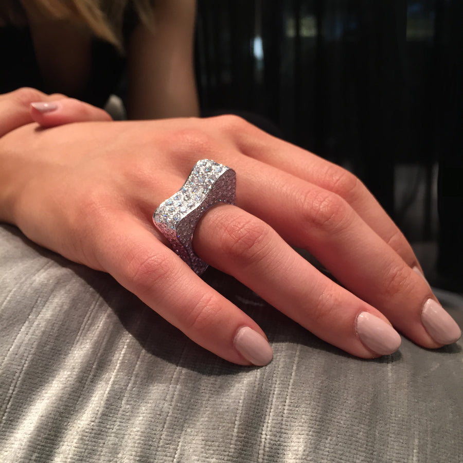 Island Luxe diamond Liquid ring in 18ct white gold by Stefano Canturi