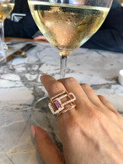 Affinity 3 Link diamond and pink sapphire ring by Stefano Canturi