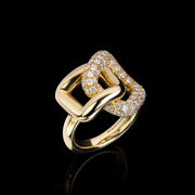 Affinity 2 Link ring crafted in 18ct yellow gold, adorned with round brilliant cut pavé set diamonds by Stefano Canturi