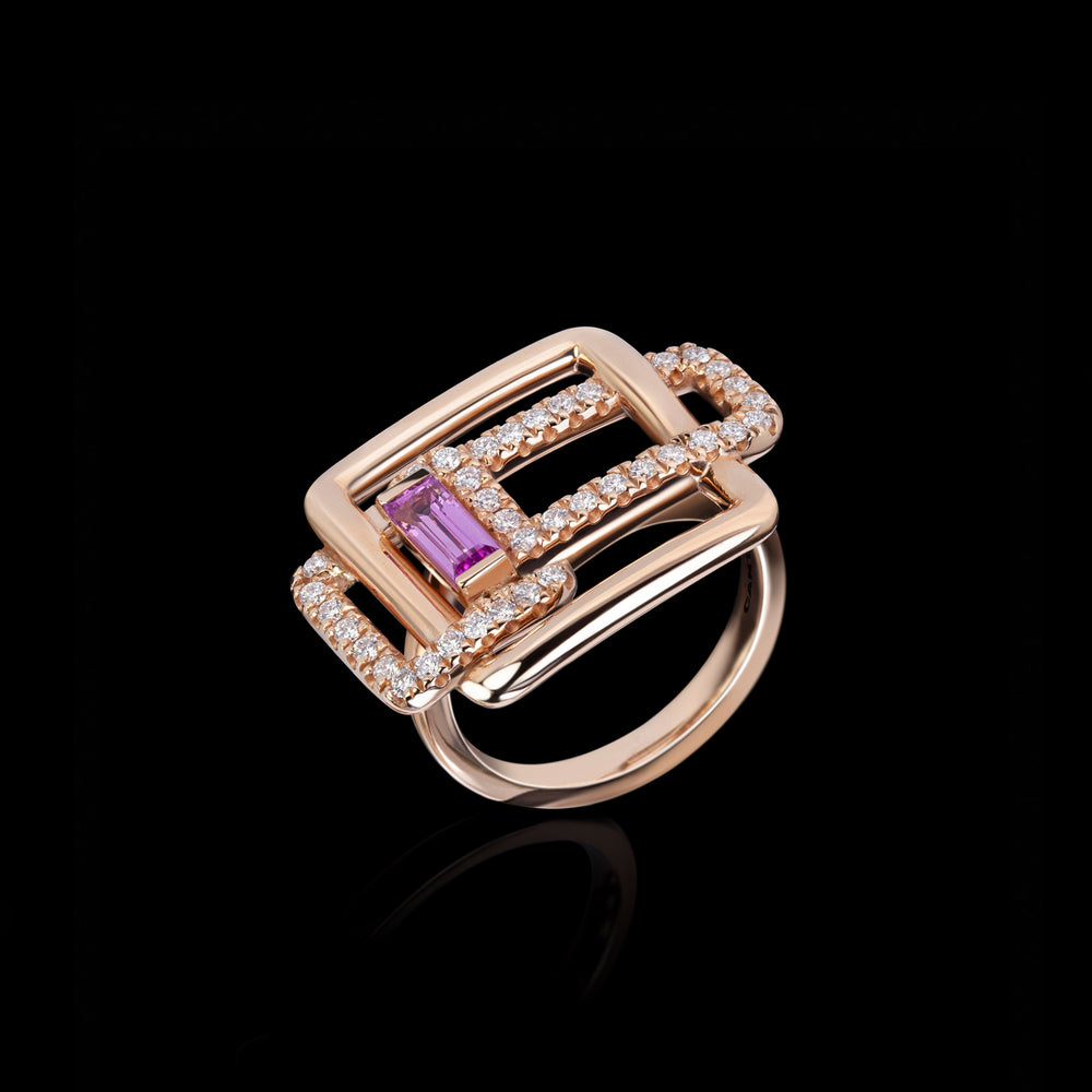 Affinity 3 Link diamond and pink sapphire ring by Stefano Canturi