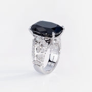 Abstract diamond and Australian black sapphire ring in 18ct white gold by Stefano Canturi