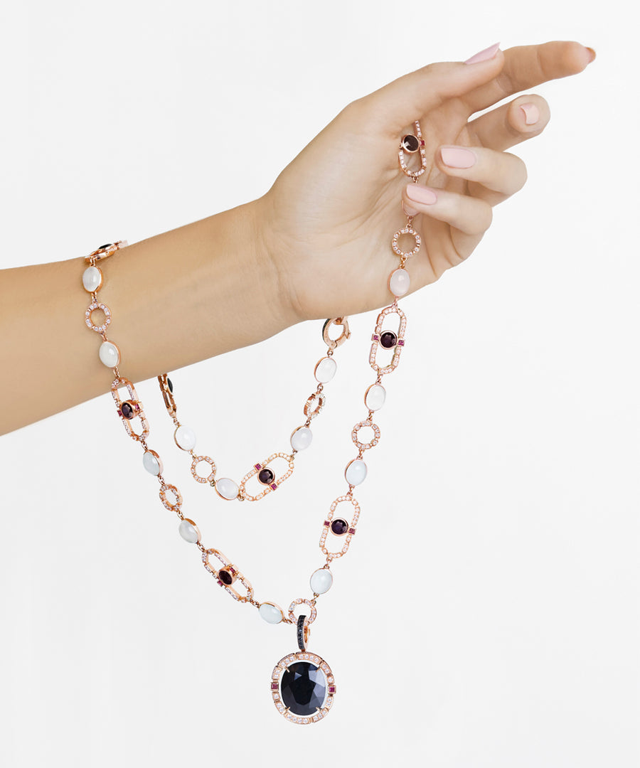 Regina moonstone neckpiece in 18ct pink gold by Stefano Canturi
