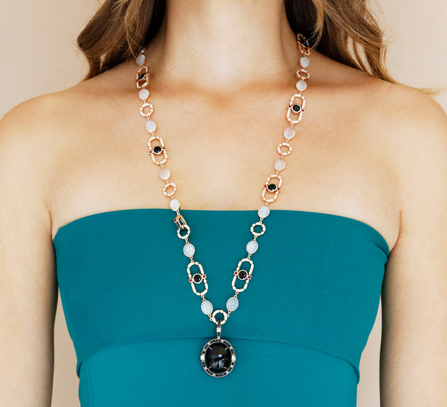 Regina moonstone neckpiece in 18ct pink gold by Stefano Canturi